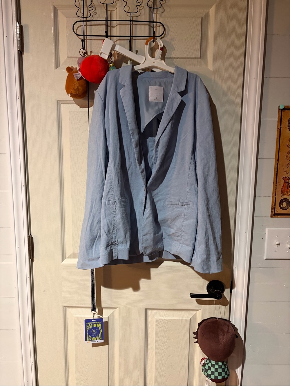 LC Lauren Conrad Light Blue Linen-Blend Blazer